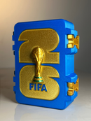 Porta Figurinhas Copa do Mundo 2026 com Taça – Azul e Dourado