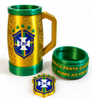 Porta Copo Brasil Único Penta Campeão com Compartimento para petiscos