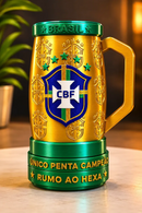Porta Copo Brasil Único Penta Campeão com Compartimento para petiscos