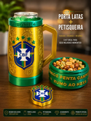 Porta Copo Brasil Único Penta Campeão com Compartimento para petiscos